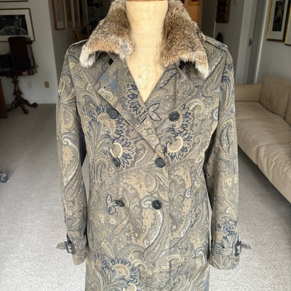 Vintage ETRO Paisley Coat w/ Fur Collar
